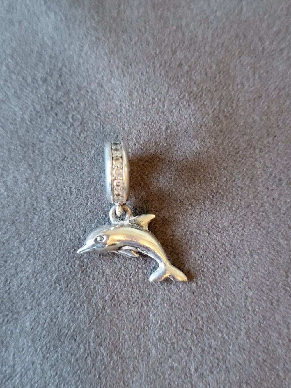 Retired Pandora Playful Dolphin Dangle Charm 791541CZ S925 ALE Sterling